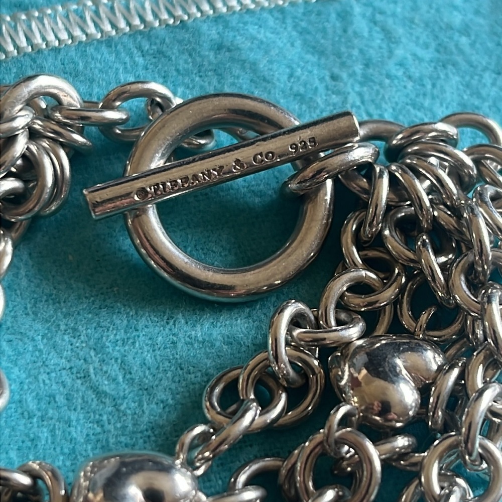 Tiffany & Co Sterling Silver Puffed Heart Multi Chain Bracelet - Picture 2 of 5